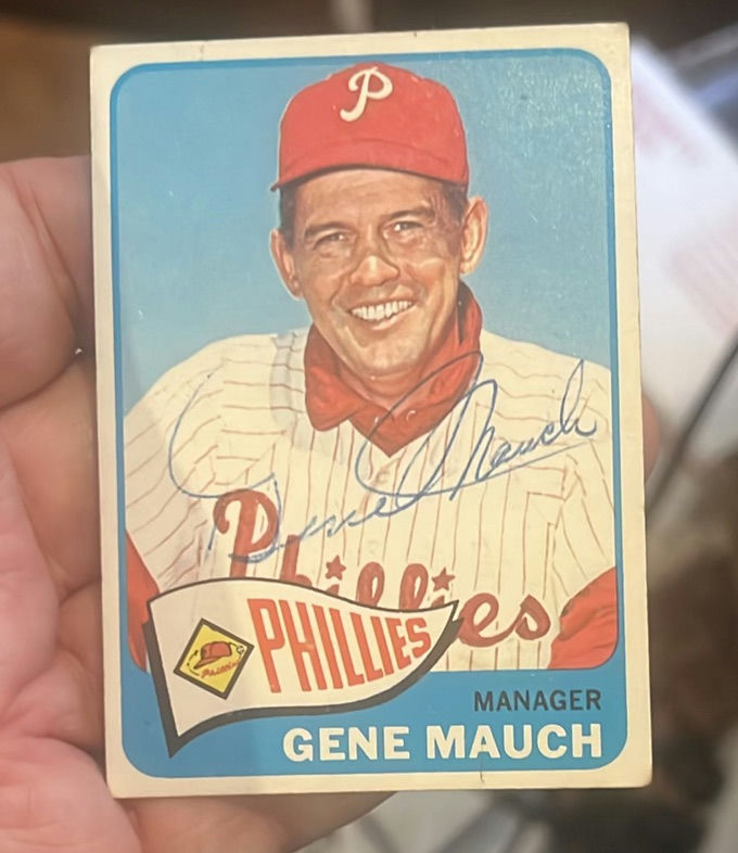 Gene Mauch 1965 Topps Autographed Baseball Card Philadelphia Coa - image 1 of 3