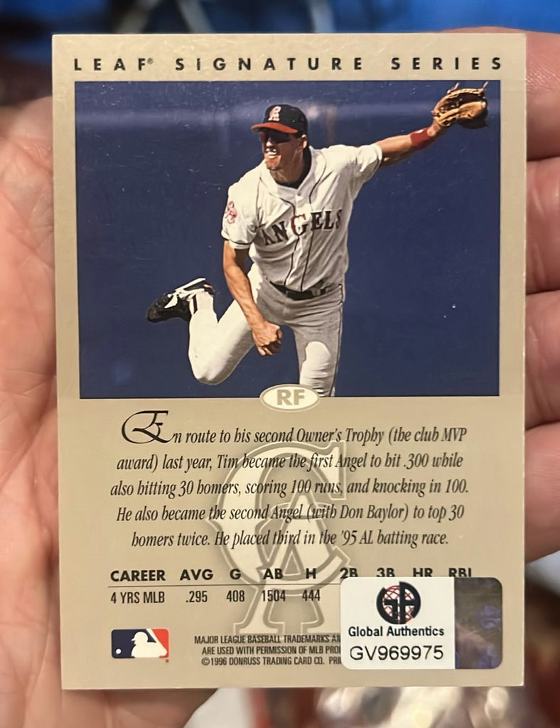 Tim Salmon Donruss Don Russ Certified Signiture Card Baseball - image 3 of 4