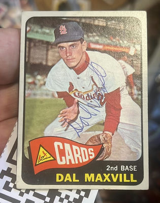 Dal Maxvill 1965 Topps Autographed Baseball Card St. Louis Cardinals COA - Image 1 of 3