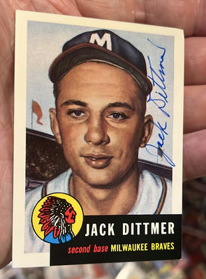 Jack Dittmer Autographed Baseball Card Milwaukee Braves - Image 1 of 2