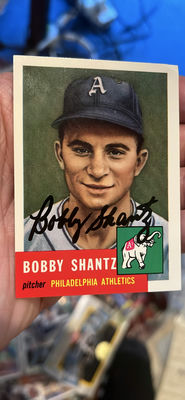 Bob Shantz 1953 Topps Archives Autographed Baseball Card Philadelphia Athletics - Image 1 of 2