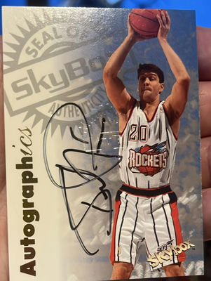 1997 Skybox Autographed Basketball Card Houston Rockets Brent Price With Co - Image 1 of 4