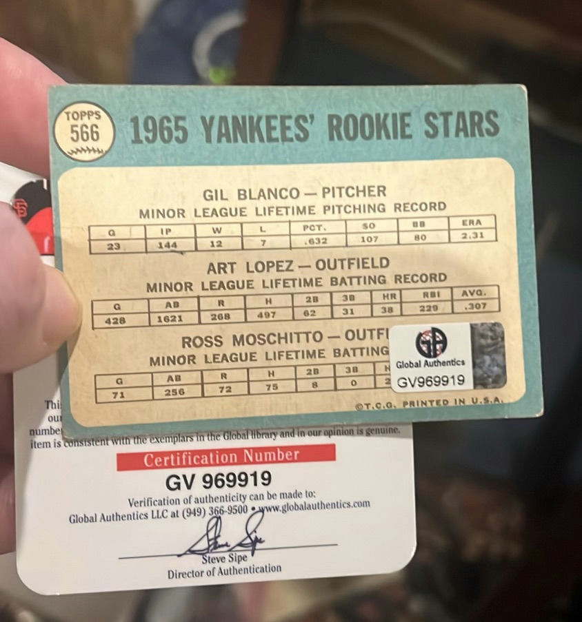 1965 Young Yankee Rookie Cards Autographed COA - image 2 of 2