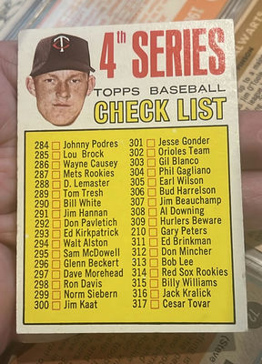 1967 Topps Baseball Fourth Series Checklist Card 278 - Image 1 of 2