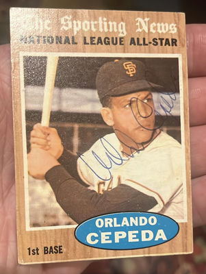 Orlando Cepeda HOF Topps Sporting News Autographed Baseball Card With COA - Image 1 of 3