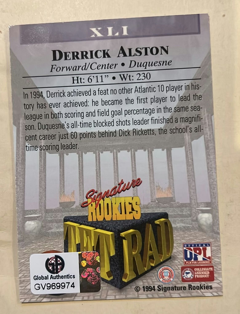 Derrick Alston Atlanta Hawks Signiture Rookie Card Coa NBA - image 2 of 3