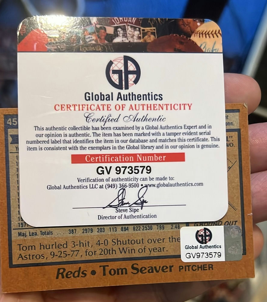 Tom Seaver Reds Pitcher HOF Autographed Baseball Card With Coa - image 3 of 3