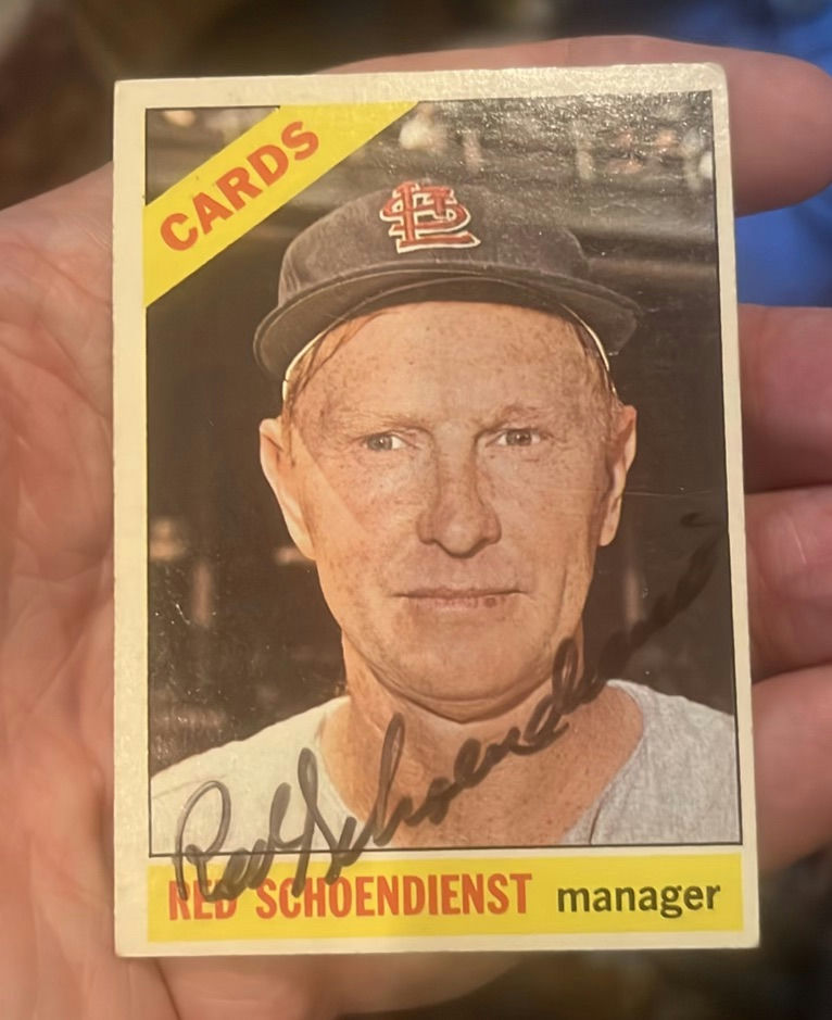 1966 Topps Hof Red Schdeniest Cardinals Autographed Baseball Card - image 1 of 3