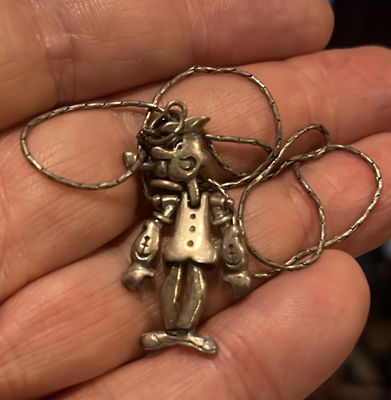 Sterling Siver 1930s Popeye Reticulated Necklace & Pendent - Image 1 of 5