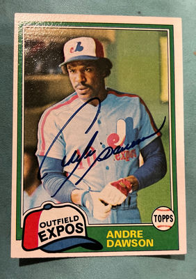 Andre Dawson Autographed Baseball Card Topps 1981 COA - Image 1 of 3