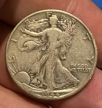 1944-d US Walking Liberty Silver Half Dollar Very Fine Condition - image 1 of 2