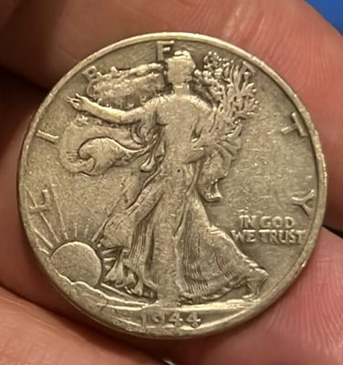 1944-d US Walking Liberty Silver Half Dollar Very Fine Condition - Image 1 of 2
