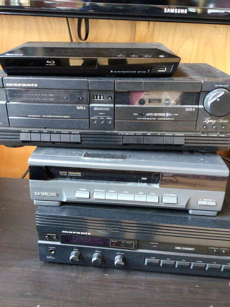 Home entertainment system with turntable, audio components   - image 3 of 5