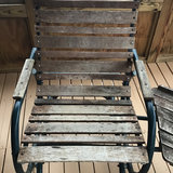 Wrought iron and wood rocking chairs with attached table - thumbnail 2 of 5