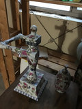 Ceramic Floral Towel Rack and Soap Dispenser - thumbnail 1 of 1