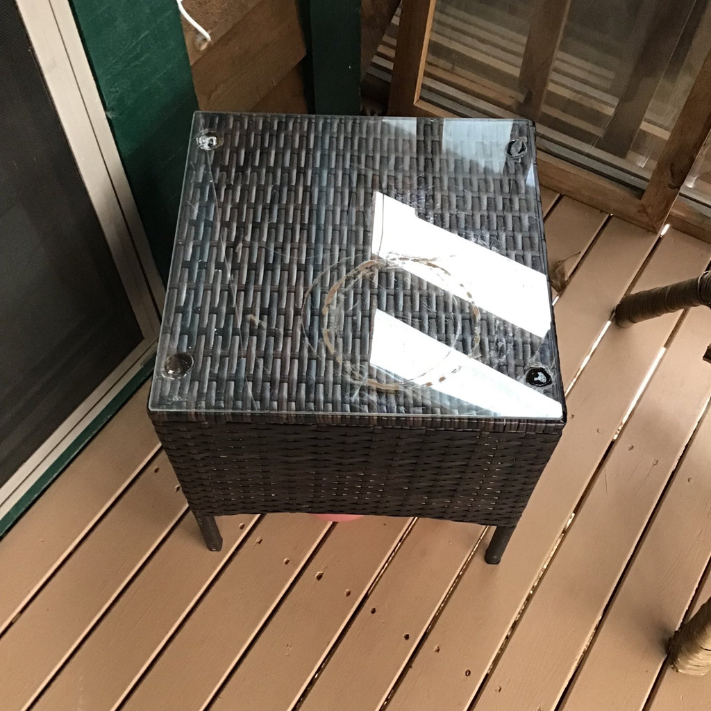 Small wicker table with glass top - image 1 of 1