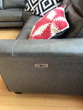 Dark gray leather sectional sofa with power recliners and decorative pillows - thumbnail 3 of 6