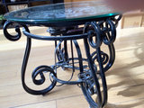 Round Mosaic Glass-Top Table with Iron Scroll Base - thumbnail 2 of 4