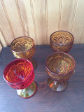 Set of fourL.E. Smith moon & stars goblets colored embossed glass goblets - thumbnail 2 of 2