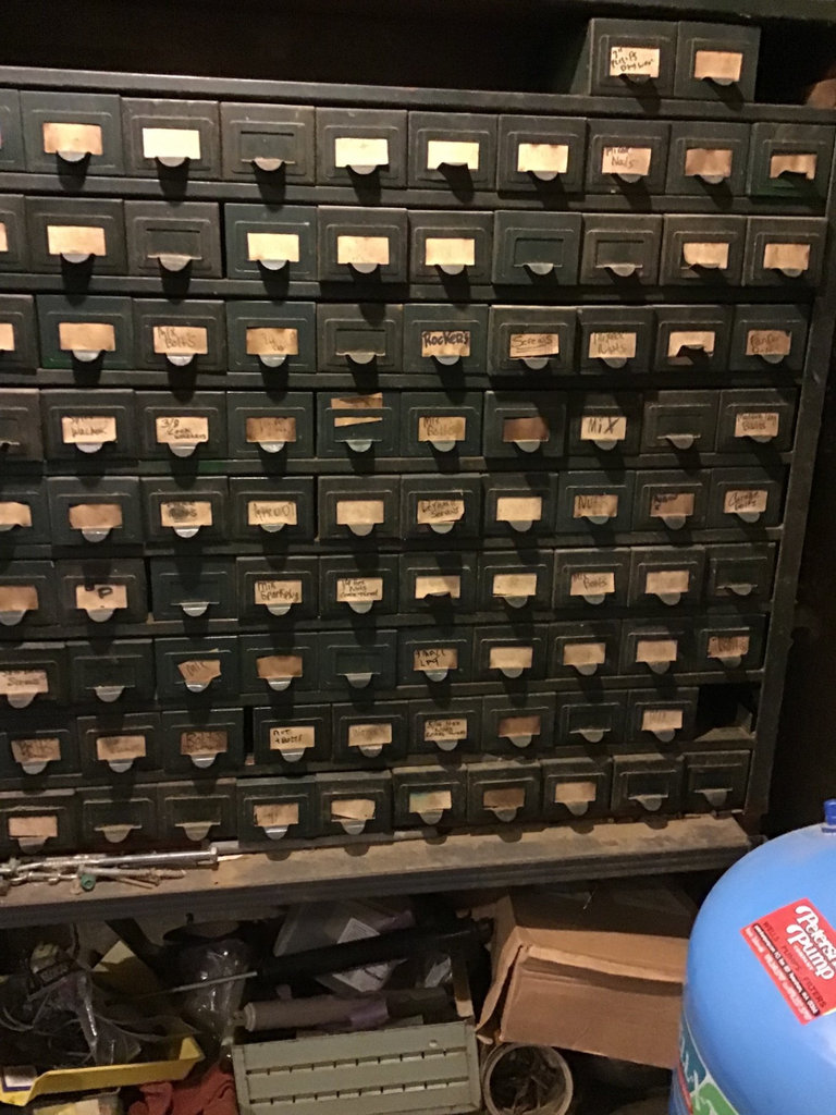 Vintage metal multi-drawer hardware cabinet - image 1 of 1