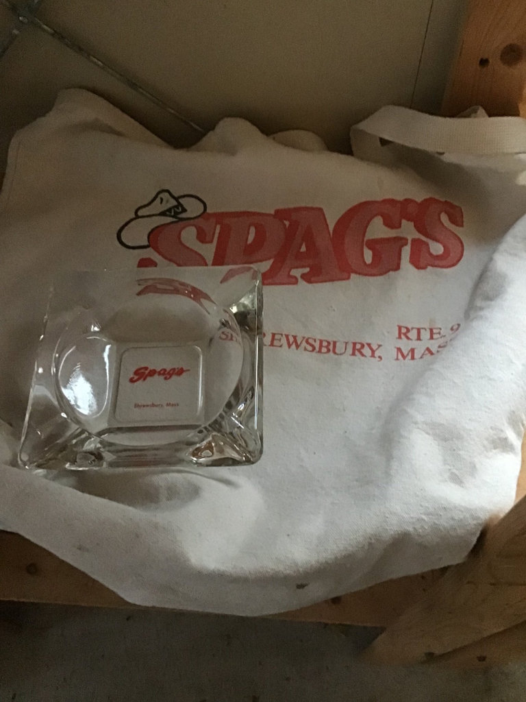 Vintage glass ashtray with Spags branded bag - image 1 of 1
