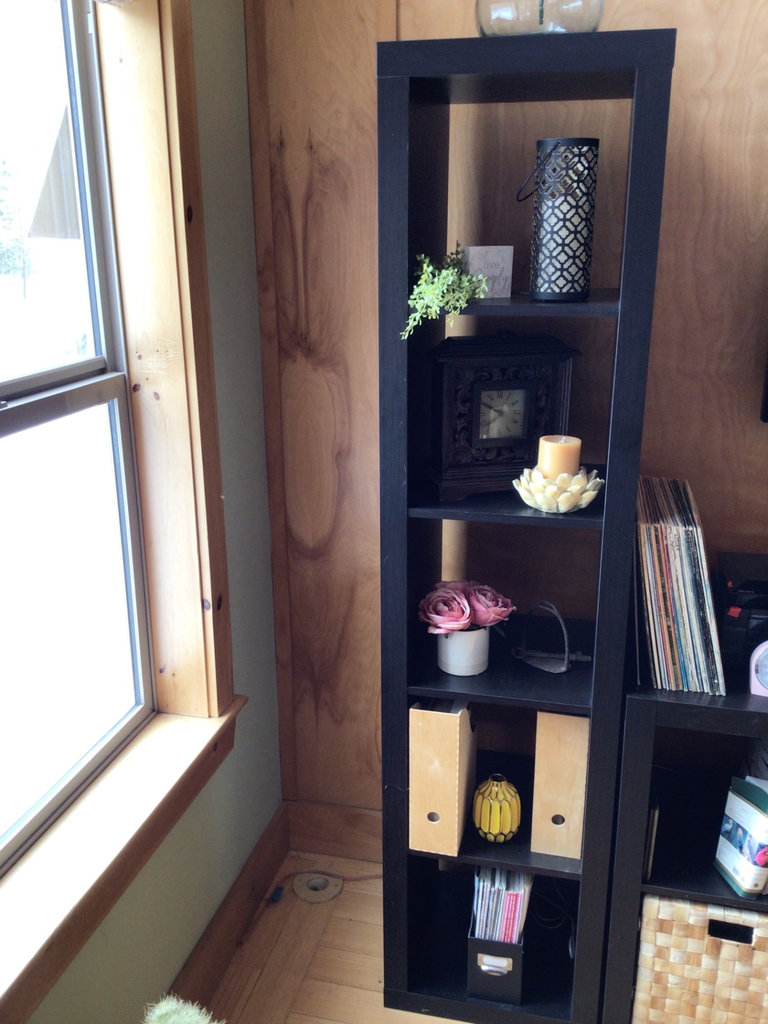 Five-shelf black display unit - image 1 of 3