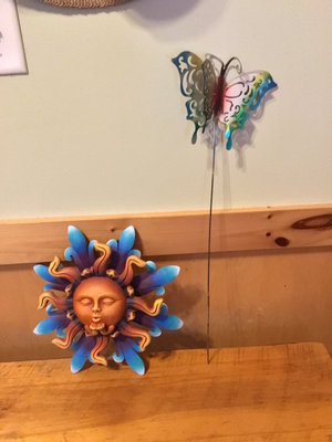Colorful flower and butterfly sculptures - Image 1 of 3