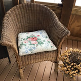 Wicker Armchair with Floral Cushion and QR Code Label - thumbnail 1 of 1