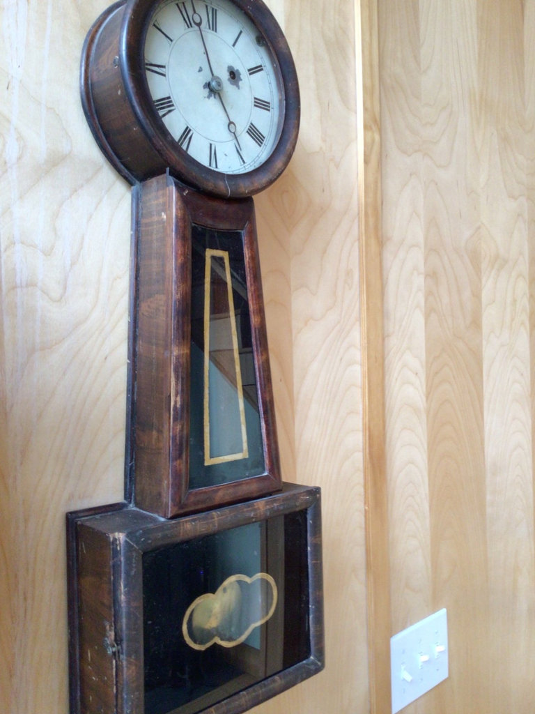 Antique 29-inch wooden wall clock with historical documentation - image 2 of 3