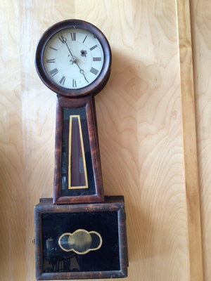 Antique 29-inch wooden wall clock with historical documentation - Image 1 of 3