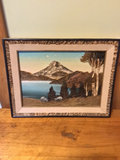 Framed mid-century 3D bark landscape - thumbnail 1 of 1