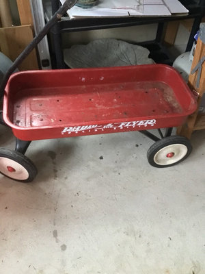 Red Radio Flyer wagon and label sheet - Image 1 of 2