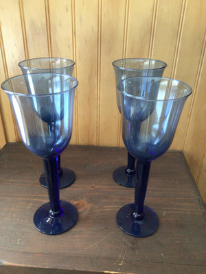 Vintage cobalt blue stemmed goblets - Image 1 of 3