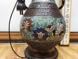 Antique Cloisonne Champleve Enamel Lamp With Figural Handles - thumbnail 6 of 11