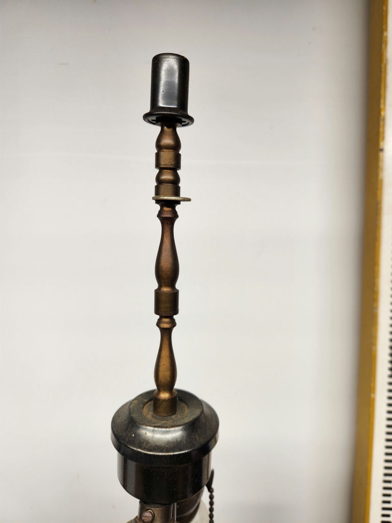 Antique Cloisonne Champleve Enamel Lamp With Figural Handles - image 9 of 11