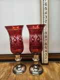 Sterling Silver & Cut Cranberry Glass Candle Holders - thumbnail 12 of 12
