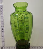VICTORIAN ERA FLORAL GILDED ENAMEL GREEN BOHEMIAN OPTIC ART GLASS VASE - thumbnail 5 of 8
