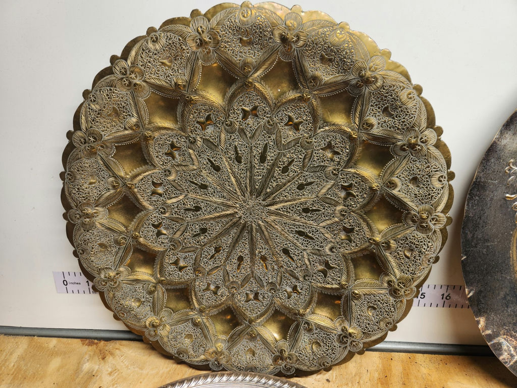 Silverplate & Brass Tray Lot - image 7 of 23