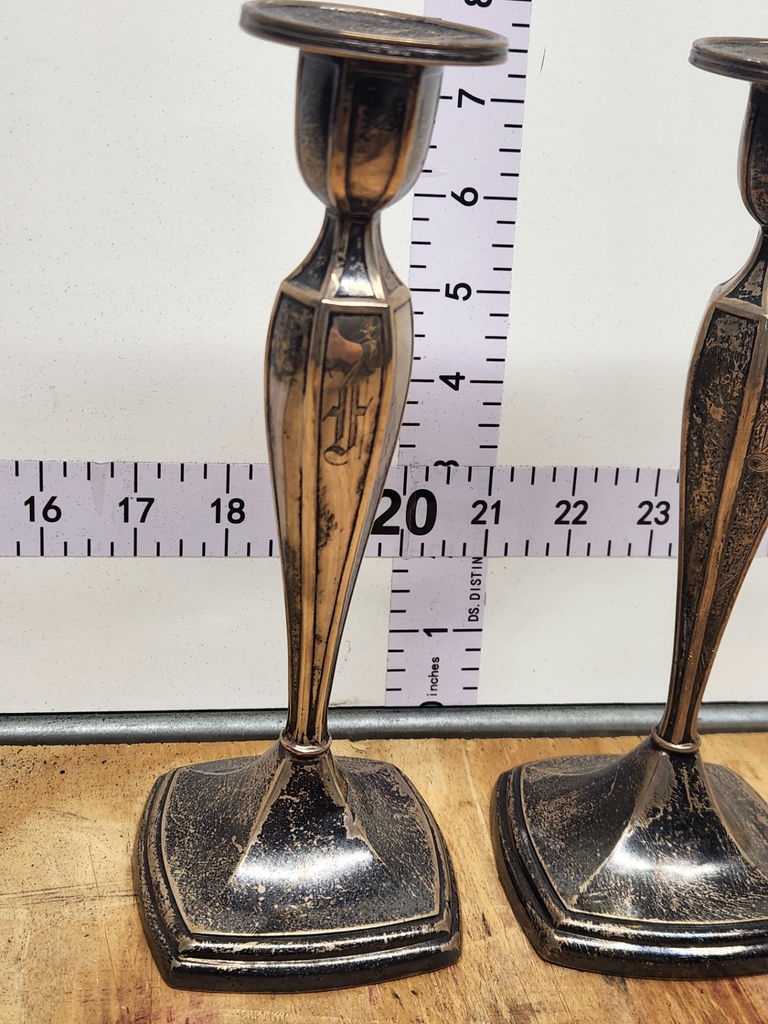 Monogrammed Sterling Silver Candlesticks  - image 2 of 6