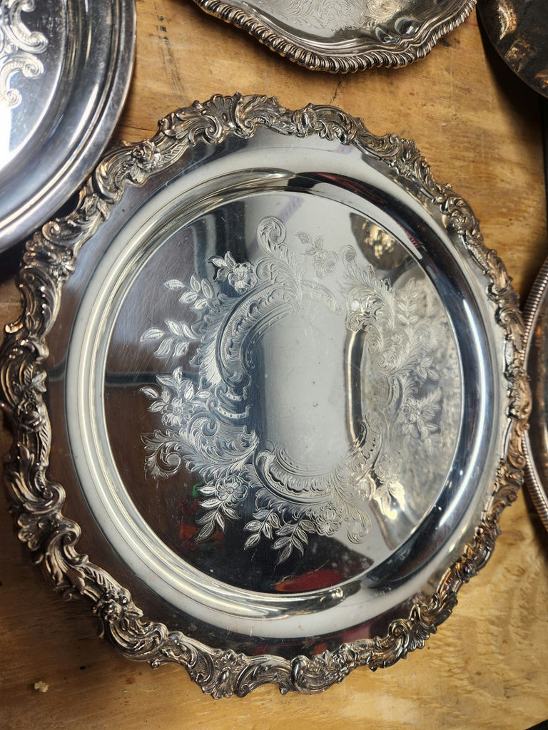 Silverplate & Brass Tray Lot - image 6 of 23