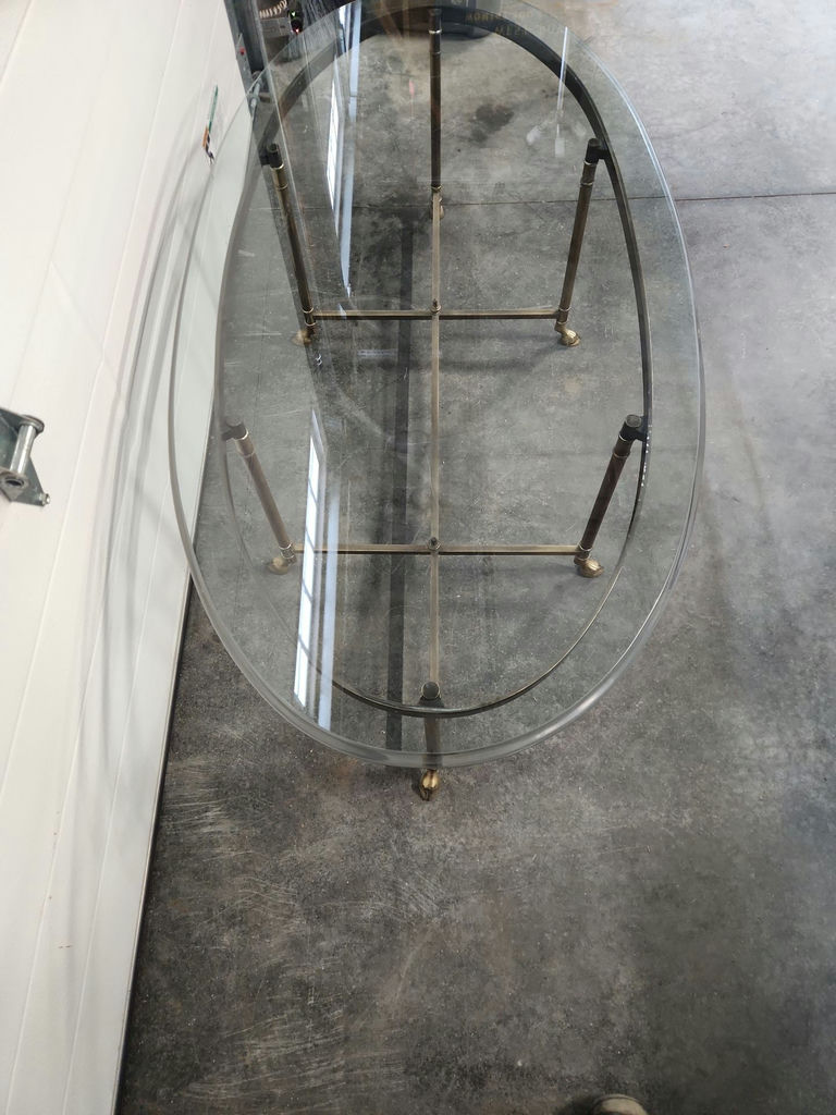 Mid-century Brass & Glass Oval Coffee Table - image 8 of 19