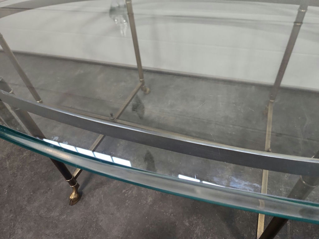 Mid-century Brass & Glass Oval Coffee Table - image 5 of 19