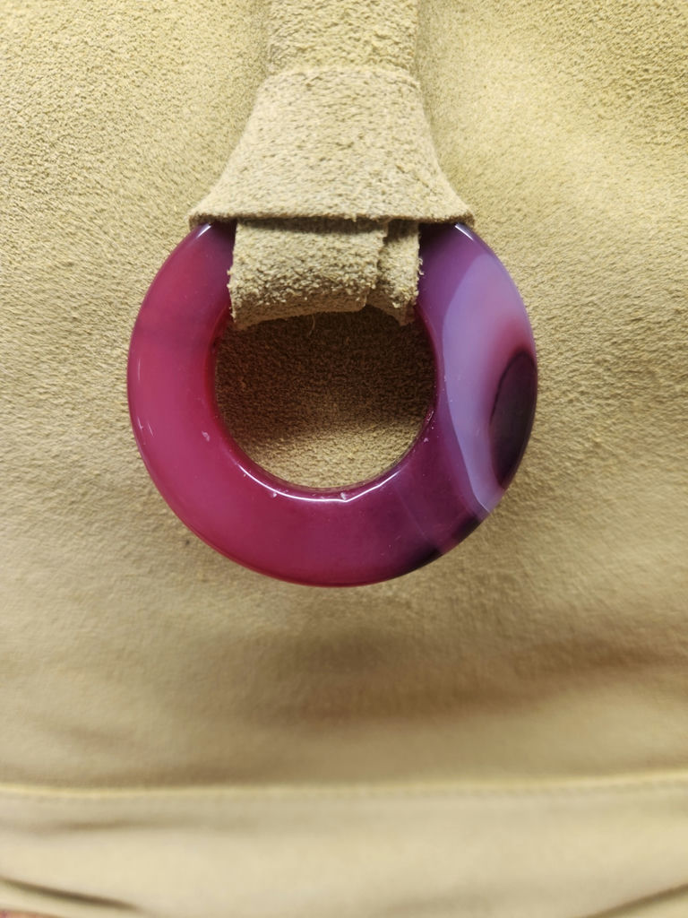 Uno Alla Volta Lime Green Florentine Suede Bucket Bag - image 3 of 9