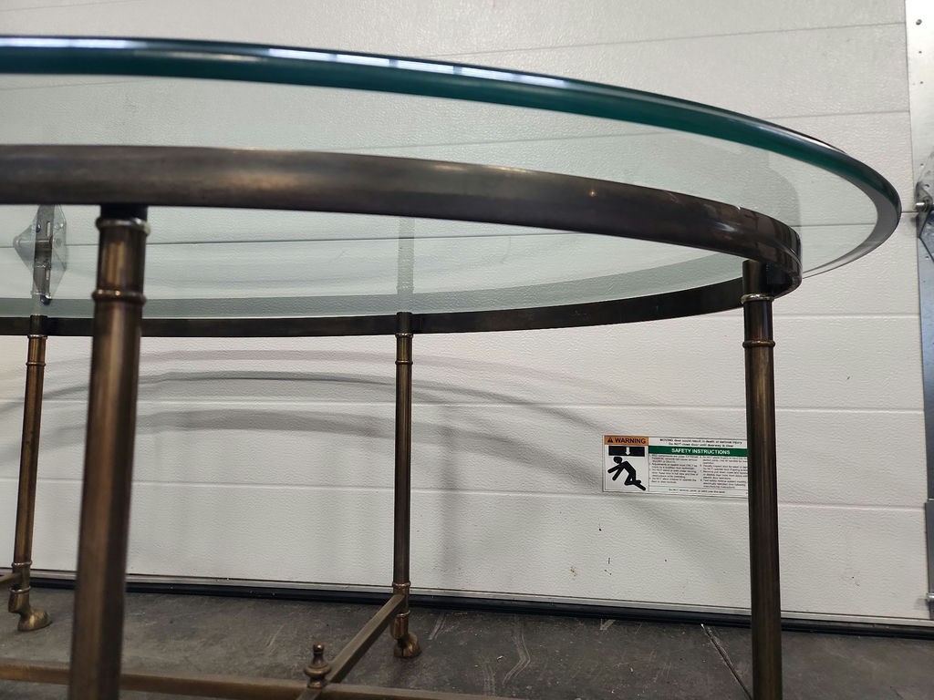 Mid-century Brass & Glass Oval Coffee Table - image 11 of 19