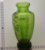 VICTORIAN ERA FLORAL GILDED ENAMEL GREEN BOHEMIAN OPTIC ART GLASS VASE - thumbnail 6 of 8
