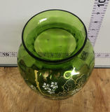 VICTORIAN ERA FLORAL GILDED ENAMEL GREEN BOHEMIAN OPTIC ART GLASS VASE - thumbnail 2 of 8