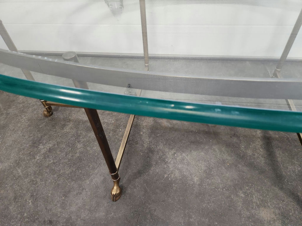 Mid-century Brass & Glass Oval Coffee Table - image 16 of 19