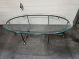 Mid-century Brass & Glass Oval Coffee Table - thumbnail 1 of 19