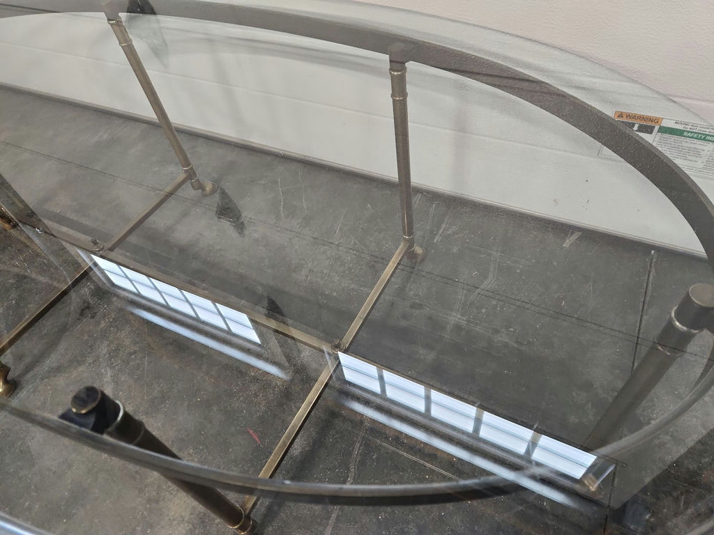 Mid-century Brass & Glass Oval Coffee Table - image 3 of 19