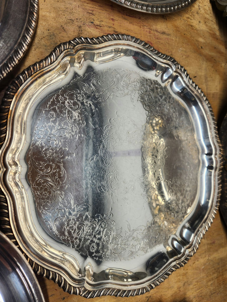 Silverplate & Brass Tray Lot - image 5 of 23